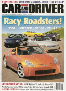 CAR & DRIVER 2003 AUG - CAYENNE-T, LINGENFELTER, FX35